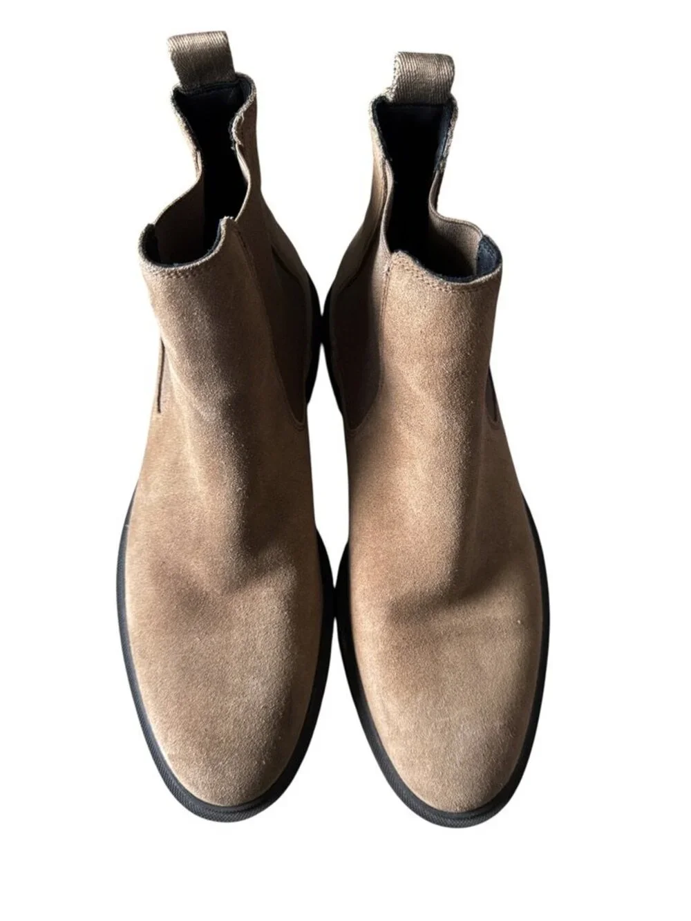 BOSS Hugo Boss Calev Chelsea Boots Mens Sz 8 US 41 EU Taupe Suede Elastic Gore